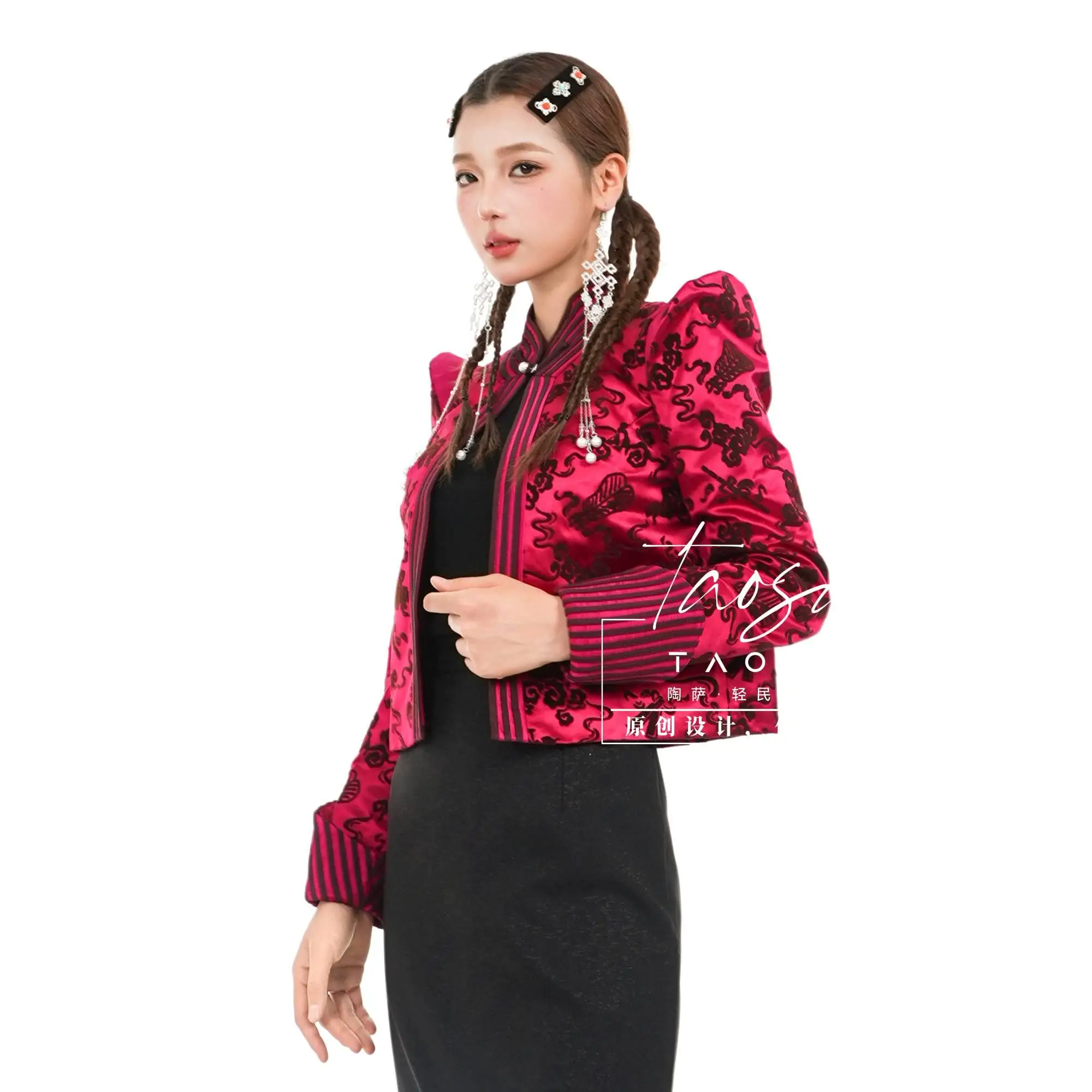 

Оригинальная женская куртка на заказ с приподнятыми плечами в этническом стиле, модный и винтажный дизайнерский бренд