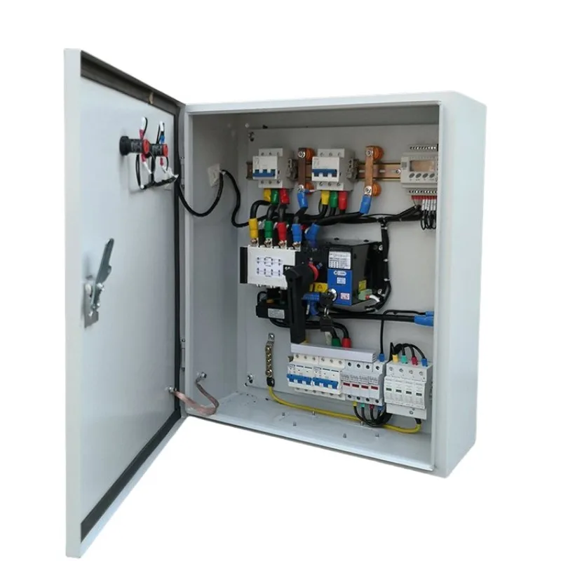 

Автоматический переключатель двойной мощности 220 В/380 В, стальной автоматический выключатель MCB, электрический шкаф