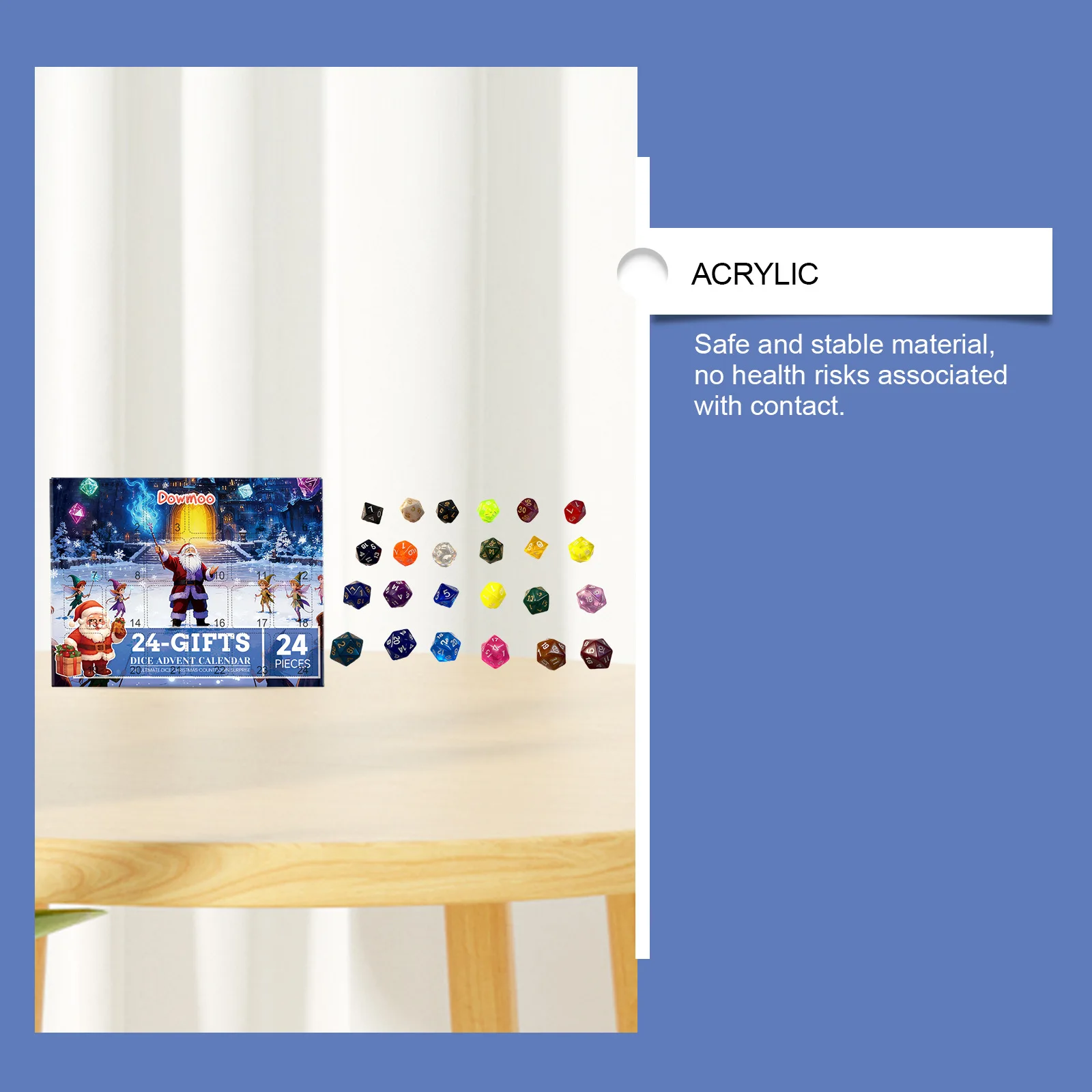 عيد الميلاد تقويم القدوم صندوق النرد 2025 عيد الميلاد العد التنازلي التقويم الاكريليك 24 يوما النرد صناديق أعمى لهدايا عيد الميلاد ديكور حفلات