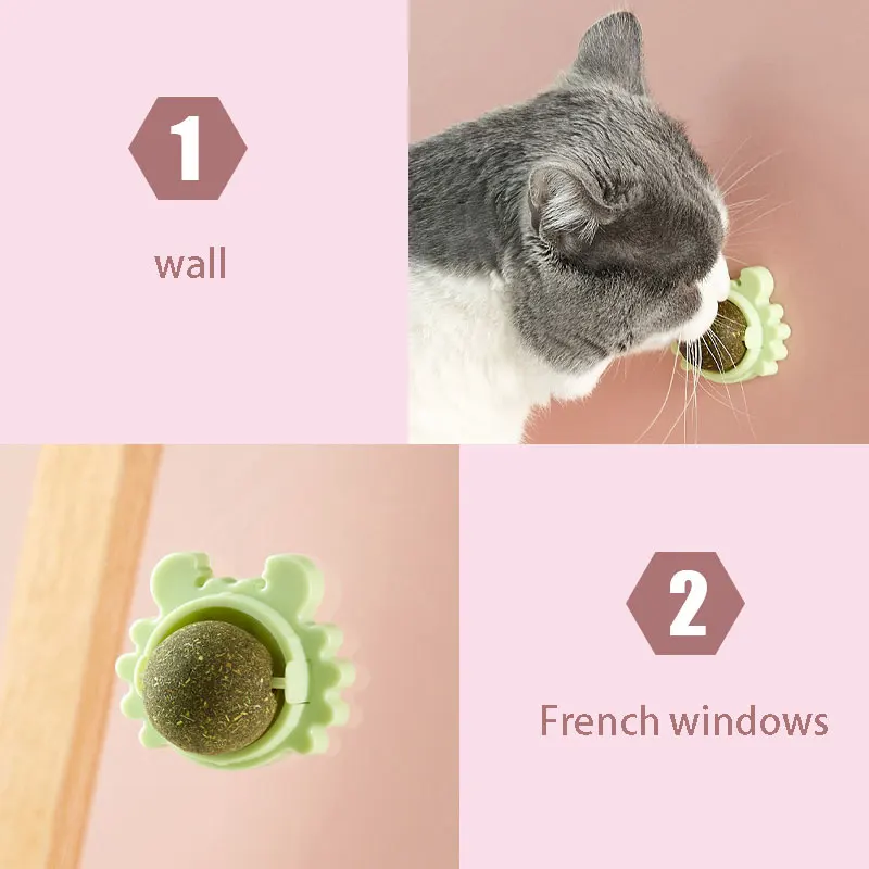 Cat Toys Natural Catnip Rotatable Catnip Wall Ball Licking Snacks Healthy Nutrition Ball Teeth Cleaning Catnip Toy Pet Supplies