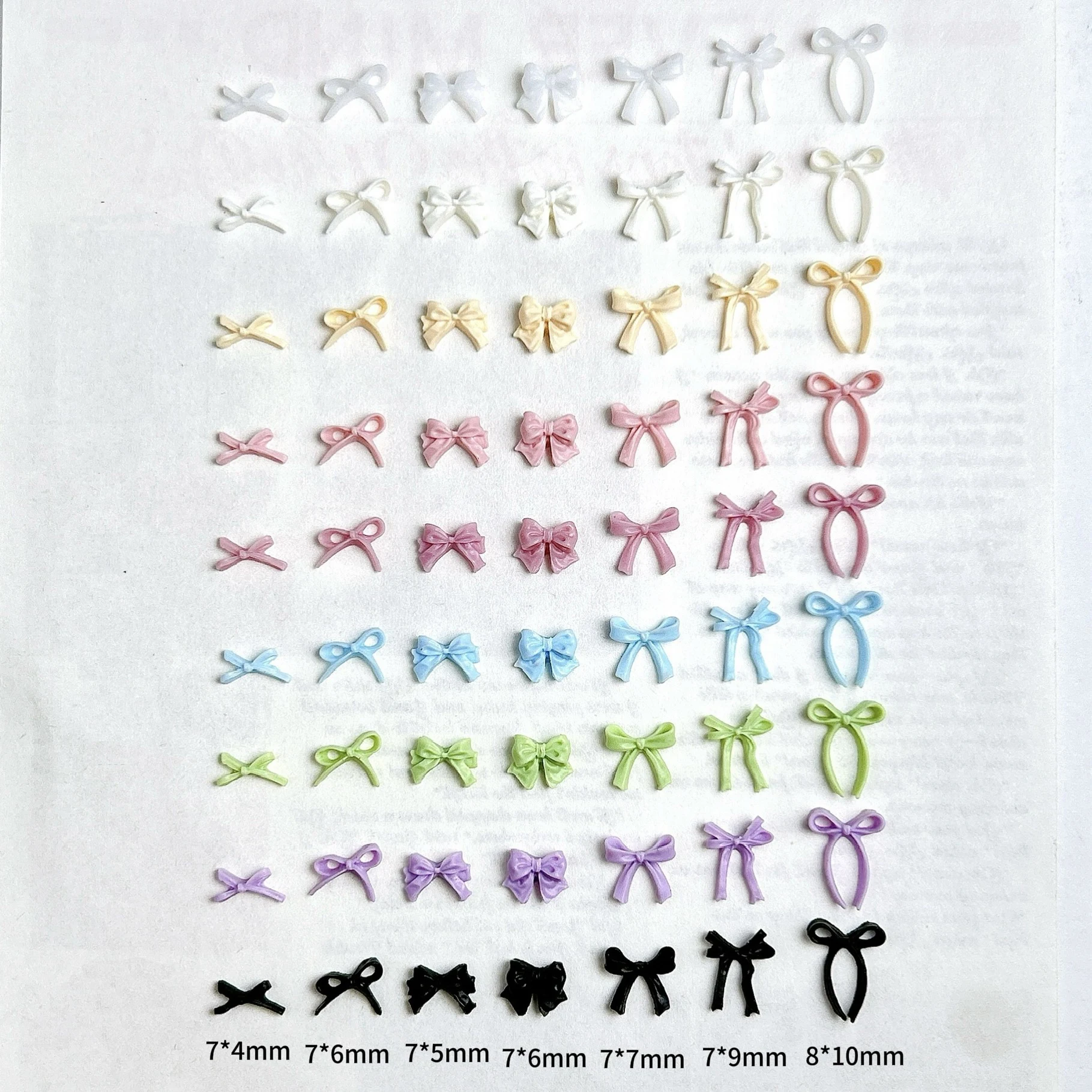 50PCS Solid Color Mini Bowknots Resin Nail Charms Adorable Sweet Irregular Bows Nail Art Decorations for DIY Fairy Nails Designs