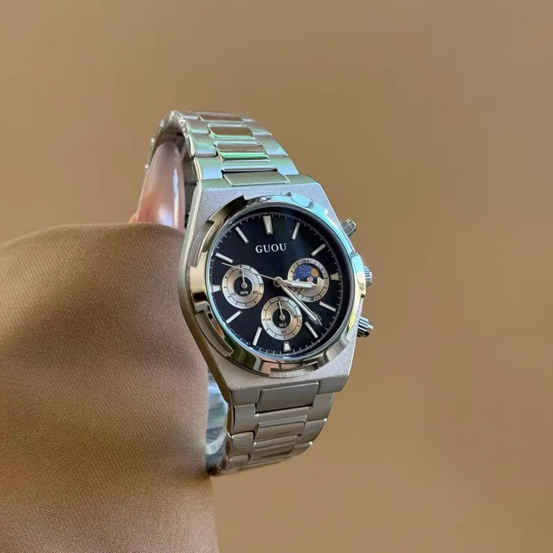 New Multi-Functional Watch, Large Dial Chronograph, Men'S And Women'S Watch With Steel Band, High-Quality Selected Timepiece.