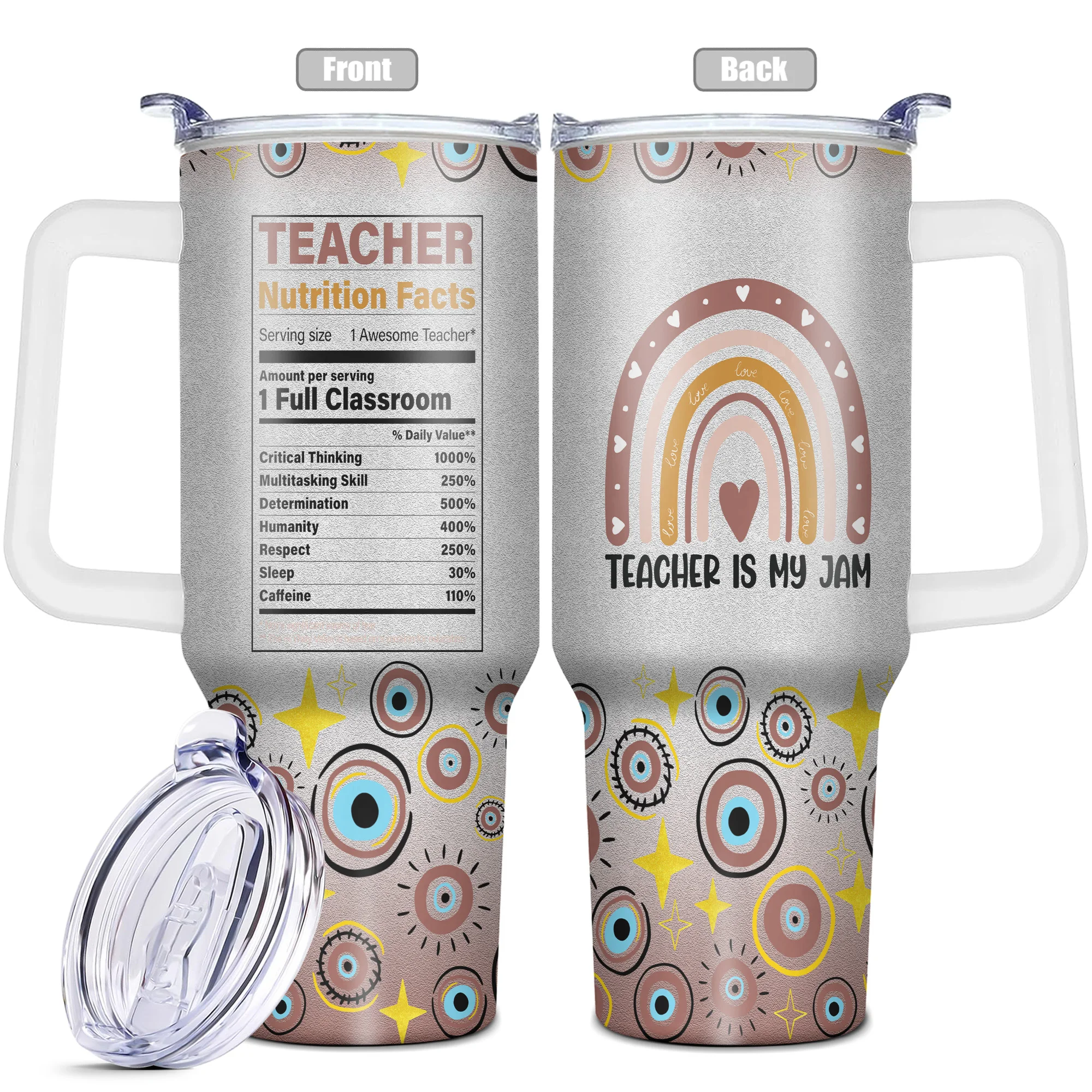 

1pc,40 oz Back to School Gifts Tumbler With Lid,Teacher Gift, Funny Print 40oz Stainless Steel Water Bottle,Christmas Gifts
