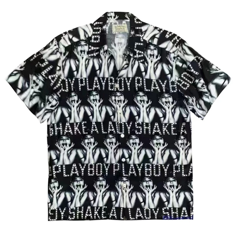 

Black Scream Character Full Print Hawaii Beach Shirt Men Woman Summer 1:1 Best Quality Loose Casual T Shirt