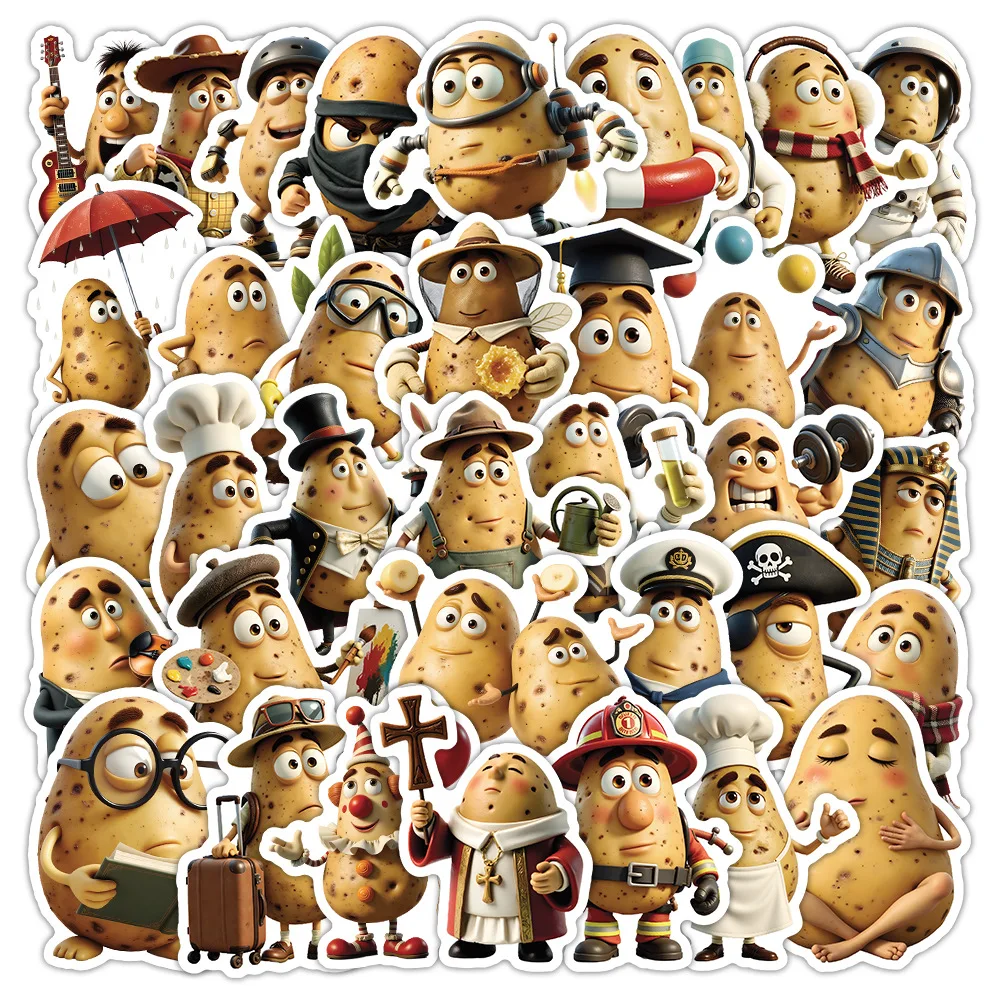 

10/50PCS Cartoon Working Potato Man Sticker Cute Funny Meme Graffiti Sticker Toys DIY Suitcase Scrapbook Laptop Phone Case Decal