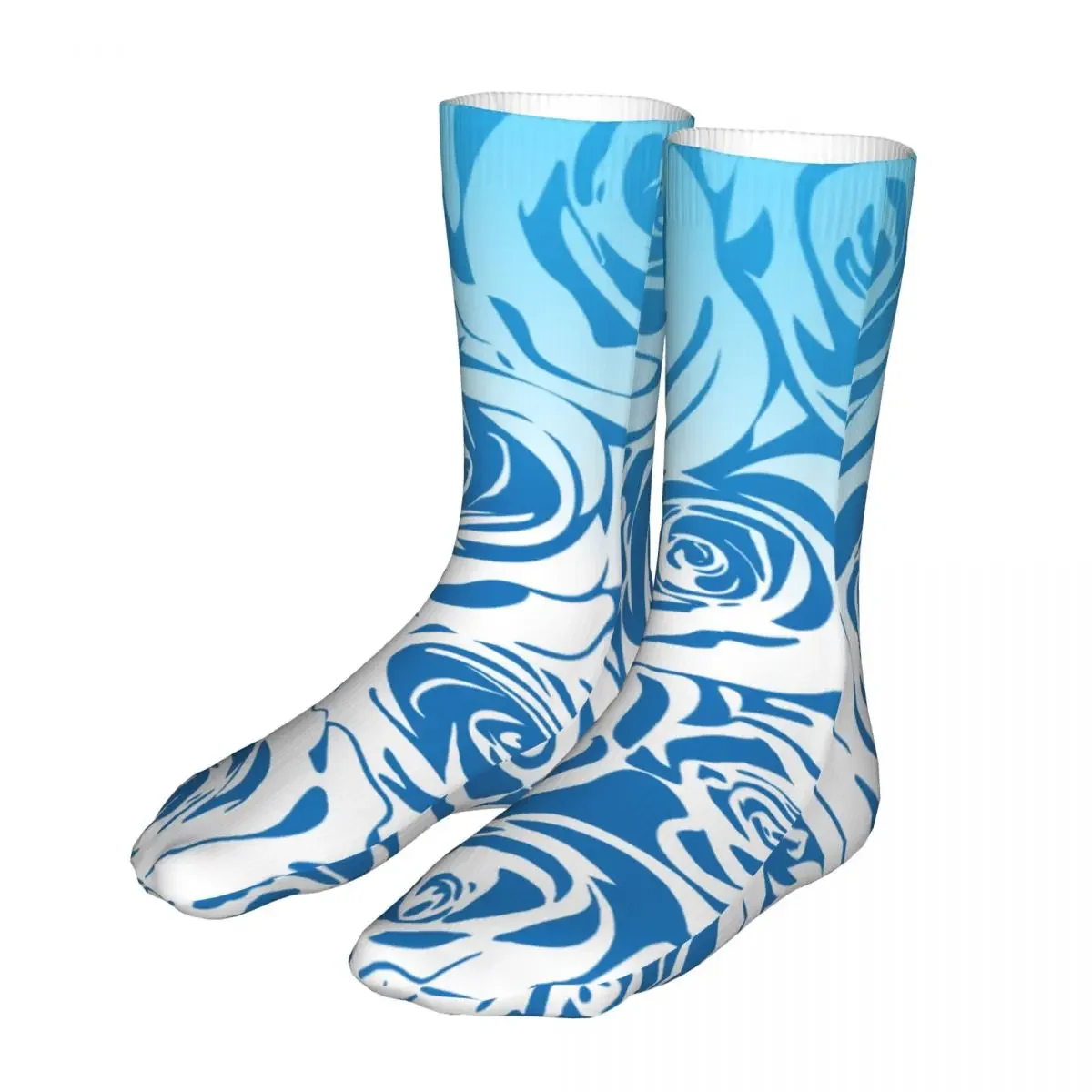 Royal Blue Navy Rose Floral Pattern Socks Men Women Polyester Casual Socks High Quality Spring Summer Autumn Winter Socks Gift