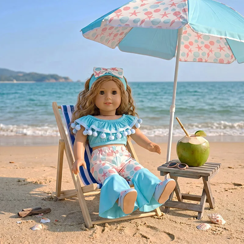 Pop Vacation Leisure Flared Pants Outfit For 43cm Baby Doll Clothes Accessories&18Inch American Doll Our Generation Girl's Toys