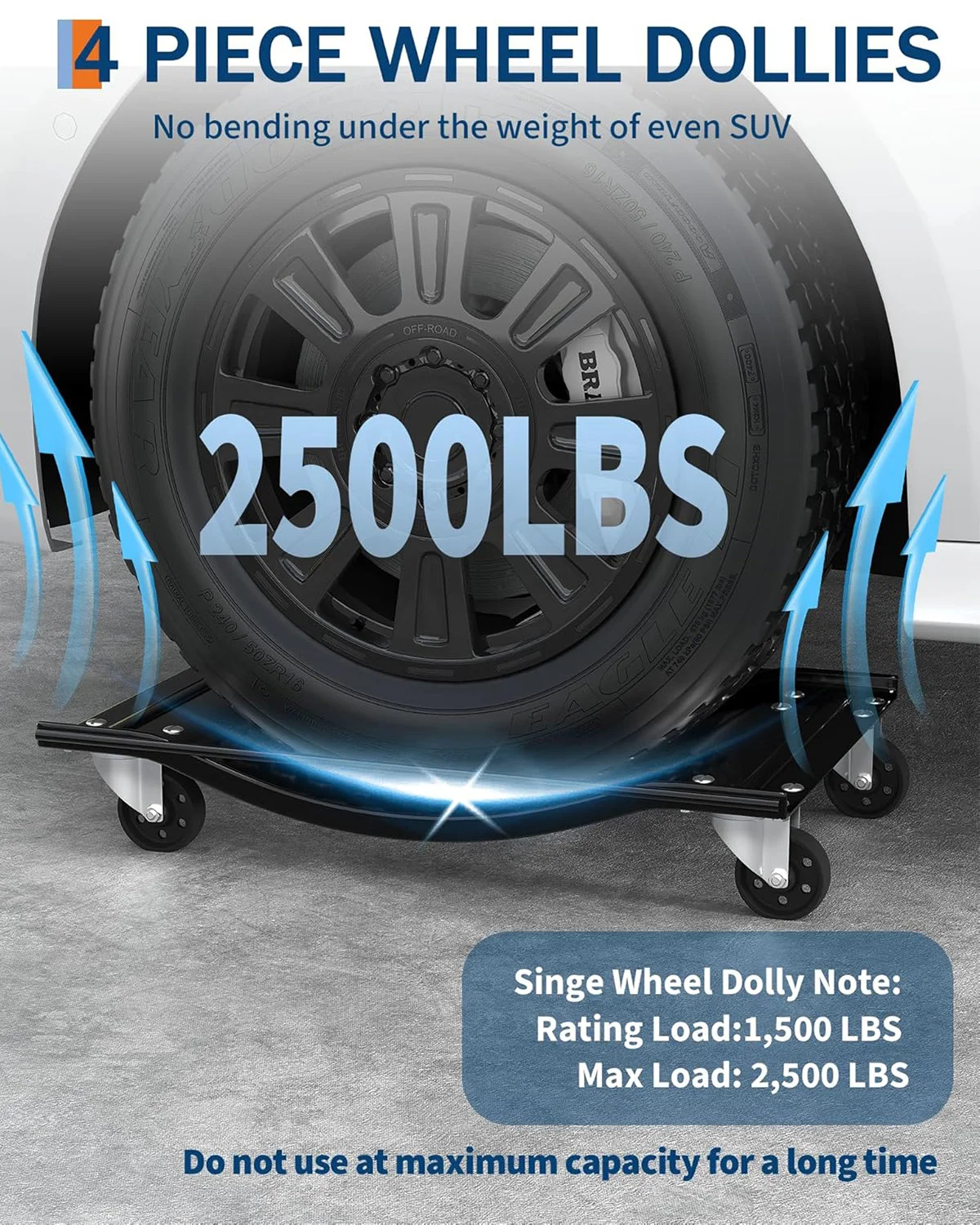 Transport Car Dolly Set of 4 10000 LBS Capacity Wheel Dolly Antiskid Vehicle
