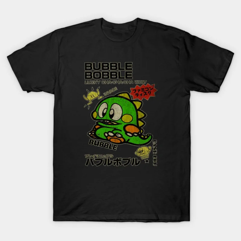 Retro Pixels Game Bubble Bobble Gift T-shirt for Arcade Gamer 0810 Cute Cartoon Dinosaurs  Graphic Clothes All Size Tops S-6XL