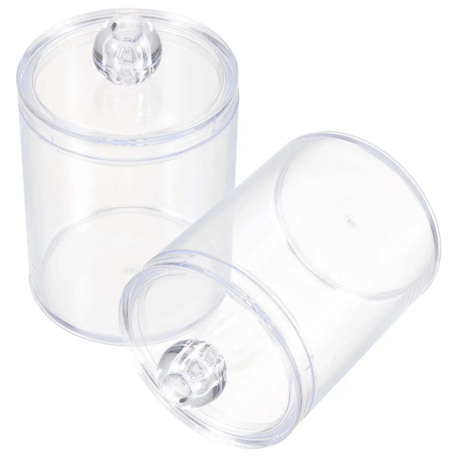 

2 pcs Cotton Pad Storage Box Transparent Acrylic Organizer For Cotton Swabs Powder Dust-Proof