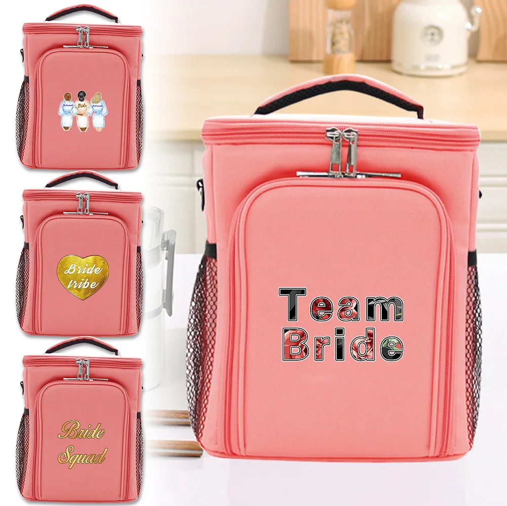 

Ice Pack Food Storage Boxes Insulated Cooler Bag Insulated Thermal Lunch Drink Carrier Bride Printing Series Pink Insulated Bags