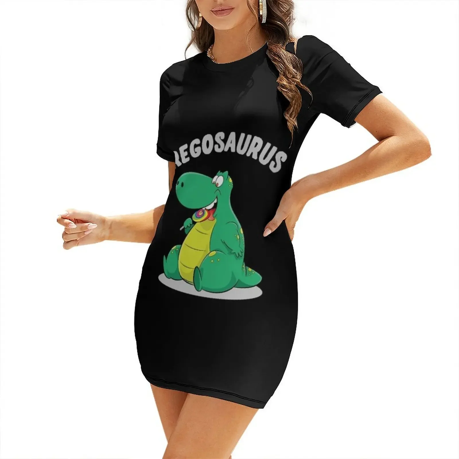 

Pregosaurus Short-Sleeved Dress womens clothing cute dress summer dresses ladies 2025 fairy dress