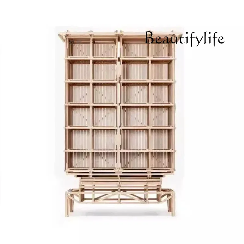 H High-end Tenon And Mortise Household Solid Wood Display Cabinet, Villa Luxury Chinese-style Homestay Design Side Cabinet