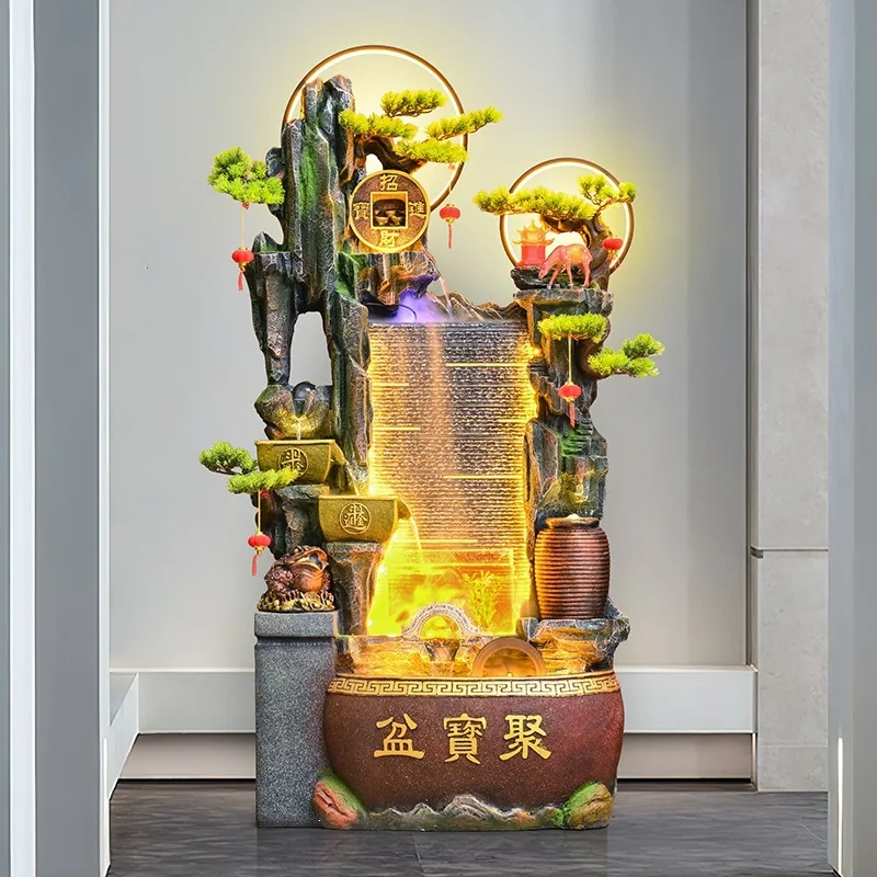 South East Asia Living Room Lucky Decoration Entrance Ornament Water Curtain Wall Office Rockery Flowing Water