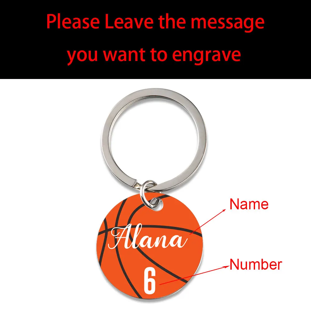 Personalized Basketball Keychain Print Metal Keychain Basketball Tag Name and Number Keychain Custom Metal Keychain Backpack Tag