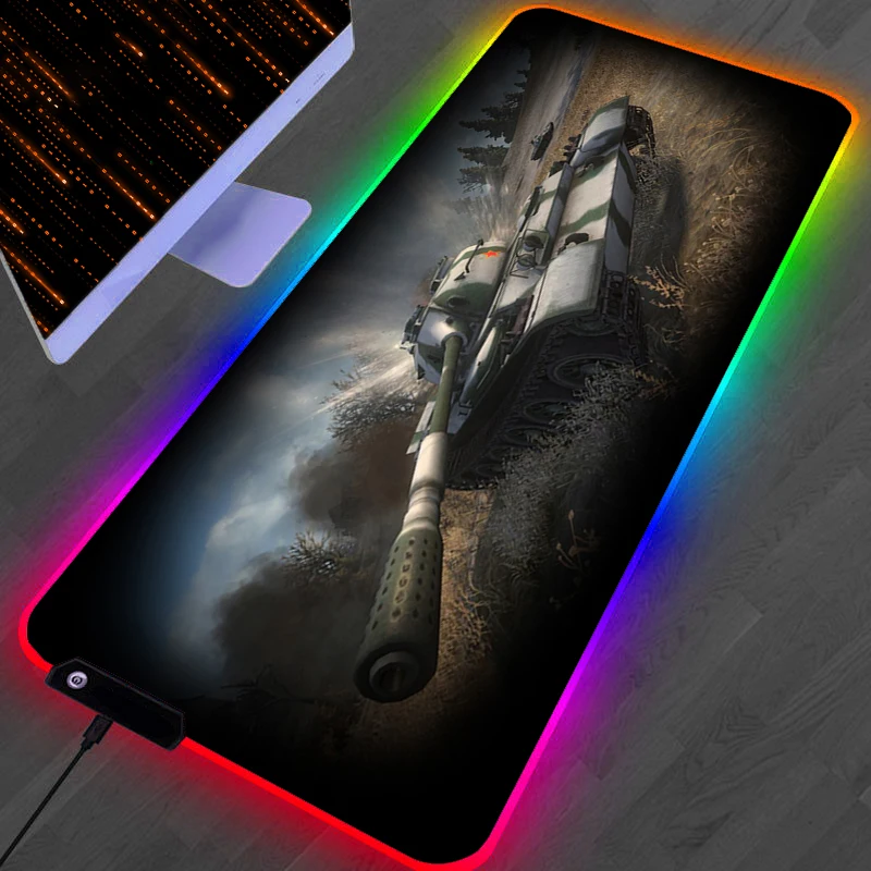 Keyboard Mat RGB Mouse Pad LED Gaming World Of Tanks Game Mats Mousepad Anti-skid Laptop Computer Desk Accessories Rug Playmat