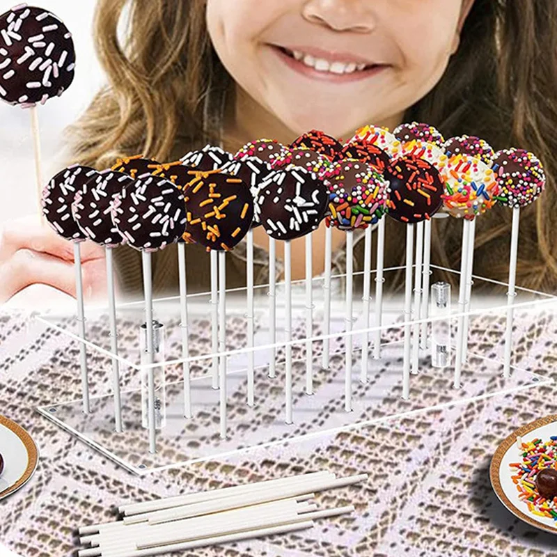 YOMDID Acryl-Lutscherständer mit 24 Löchern, transparenter Lutscher-Displayständer, abnehmbarer Kuchen-Lutscherständer, Party-Dekoration – Detail 11