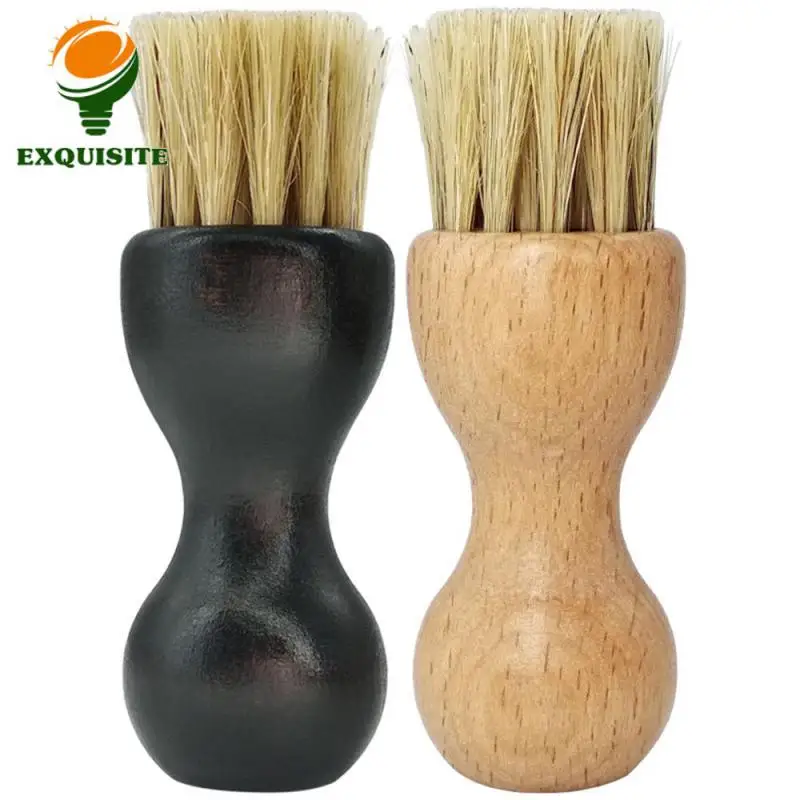 Cepillo de cerdas para zapatos de cuero, cepillo para encerado duradero, cómodo mango de haya, Color madera, electrodomésticos de limpieza para el hogar, fácil de usar