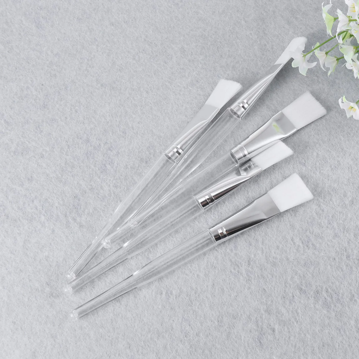 

20pcs Facial Mask Transparent Rod Nylon Brush Face Makeup Brush For Women Durable Comfortable Skincare Applicator For Serum Peel