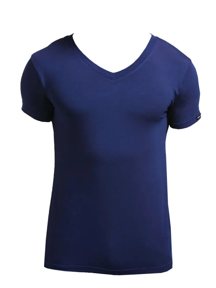 Modales Sommer-Rundhals-T-Shirt für Herren, kurzärmelig, V-Ausschnitt, einfarbig, Weste, T-Shirt, schmal geschnittenes Sport-Unterhemd
