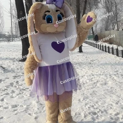 ChristmasHalloween Christmas Cute Hare Rabbit Purple Dress Mascotte Fancy Cartoon Mascot Costume Plush Fancy Dress Mascot Costum