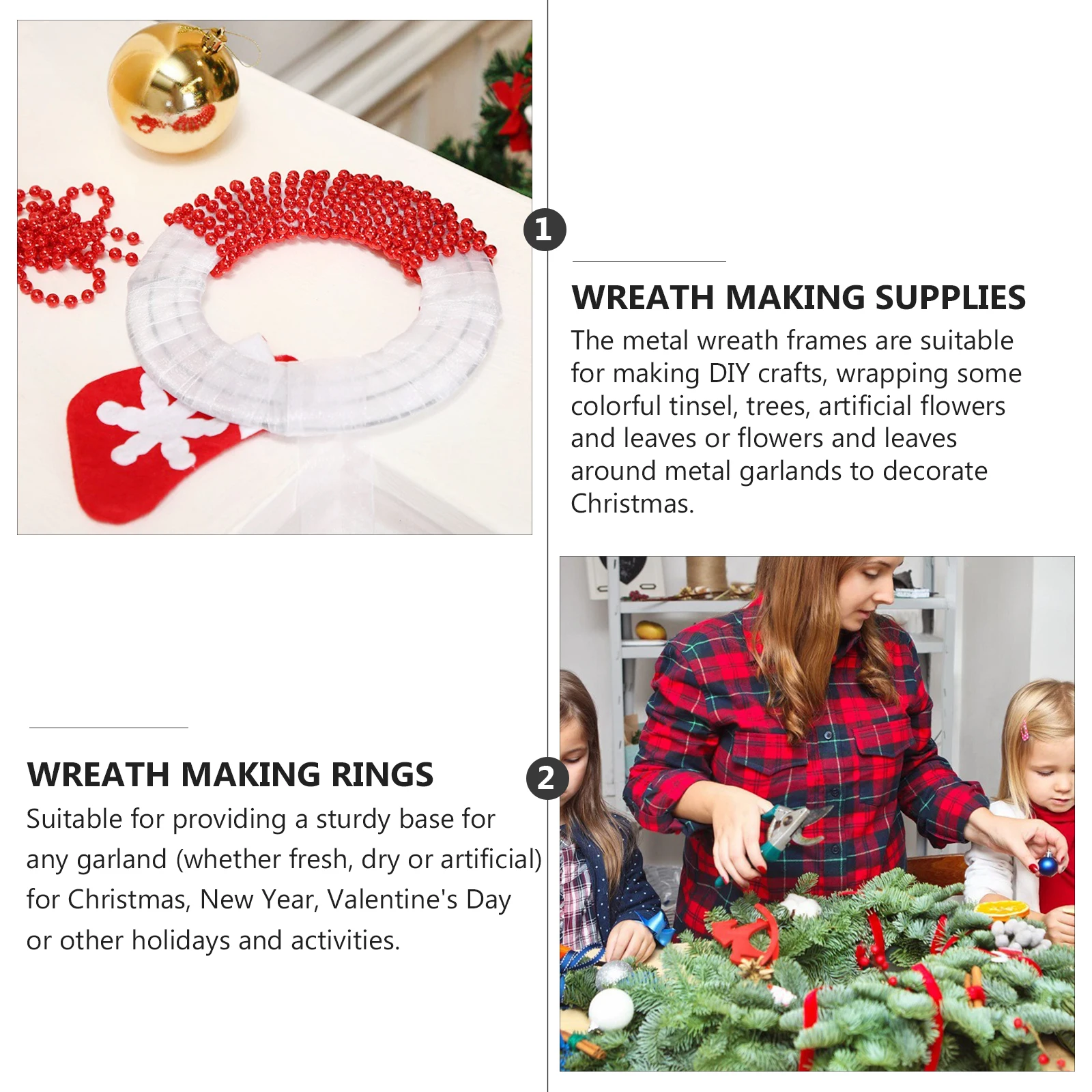 

5 Pcs Metal Wreath Frame 8 Inch DIY Craft Rings Sturdy Iron Wire Hoop Christmas New Year Decor Garland Making Supplies