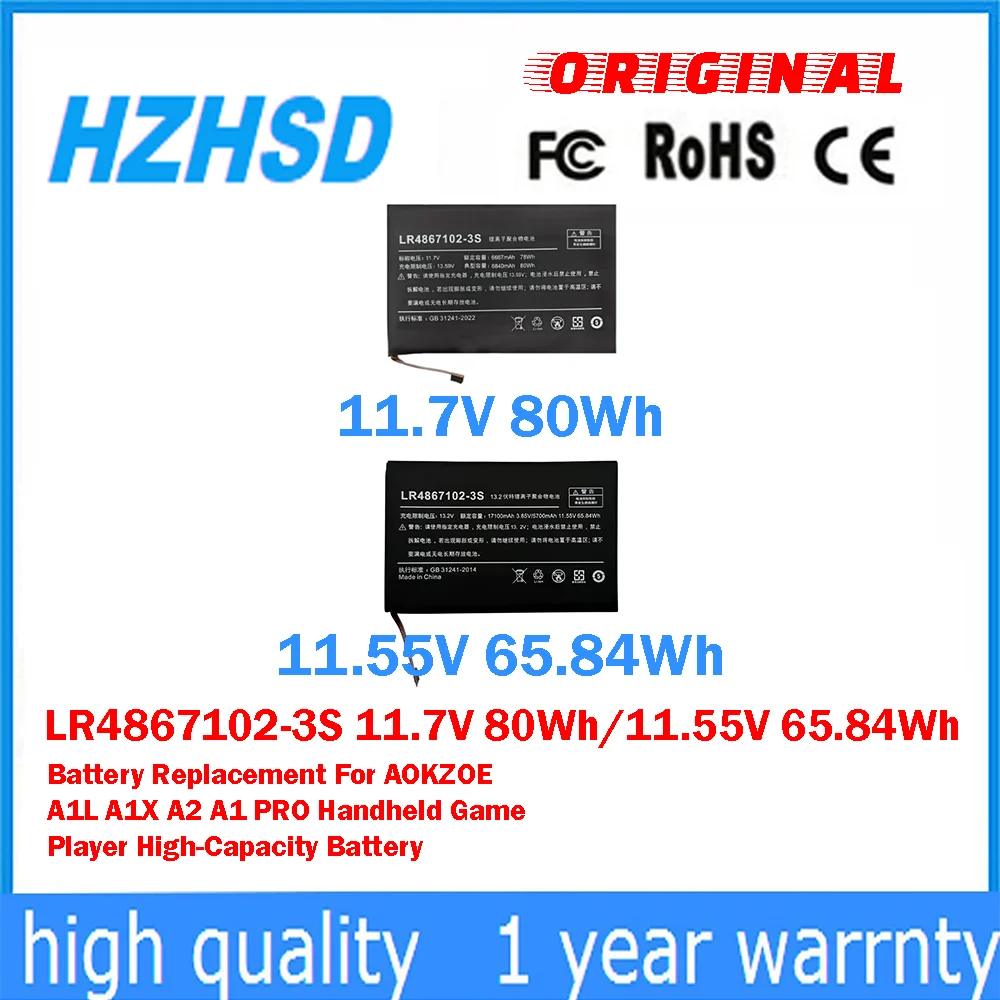 

LR4867102-3S 11.7V 80Wh/11.55V 65.84Wh Battery Replacement For AOKZOE A1L A1X A2 A1 PRO Handheld Game Player High-Capacity
