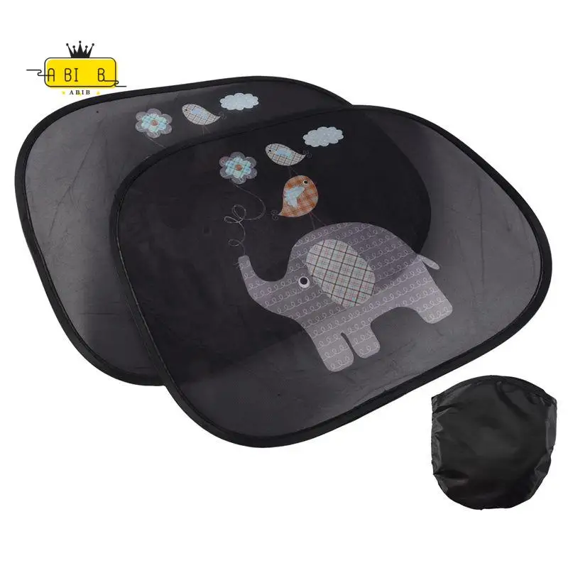 ABIB -Car Sun Shade Baby With UV Protection, Car Window Sun Shade For Children With Cute Animal Motifs, 44 X 36 Cm, Set Of 2