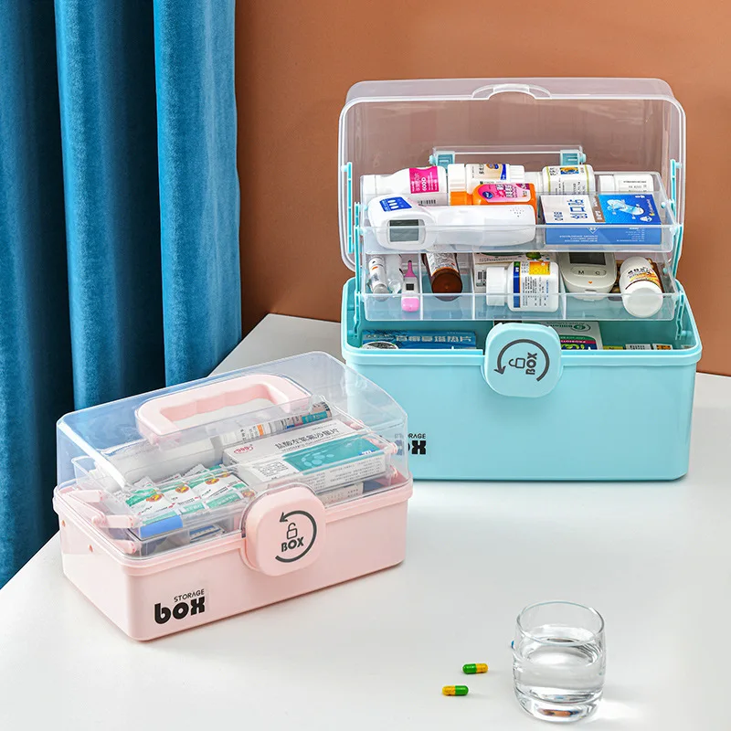 

Medicine storage box Double-layer household medicine box Portable first aid kit Medicine medical box Large capacity storage