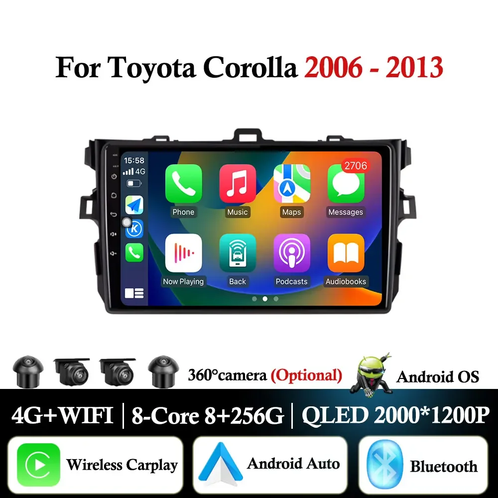 

Android Auto For Toyota Corolla 2006 2007 2008 2009 2010 2011 2012 2013 Car Radio Multimedia Player Carplay WiFi BT DSP Stereo