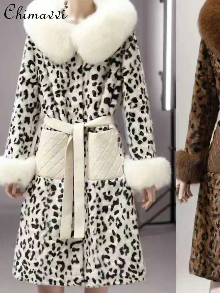 

Elegant Fox Fur Collar High-End Long Marten Overcoats Autumn and Winter New Fashionable Warm All-Matching Graceful Long Fur Coat