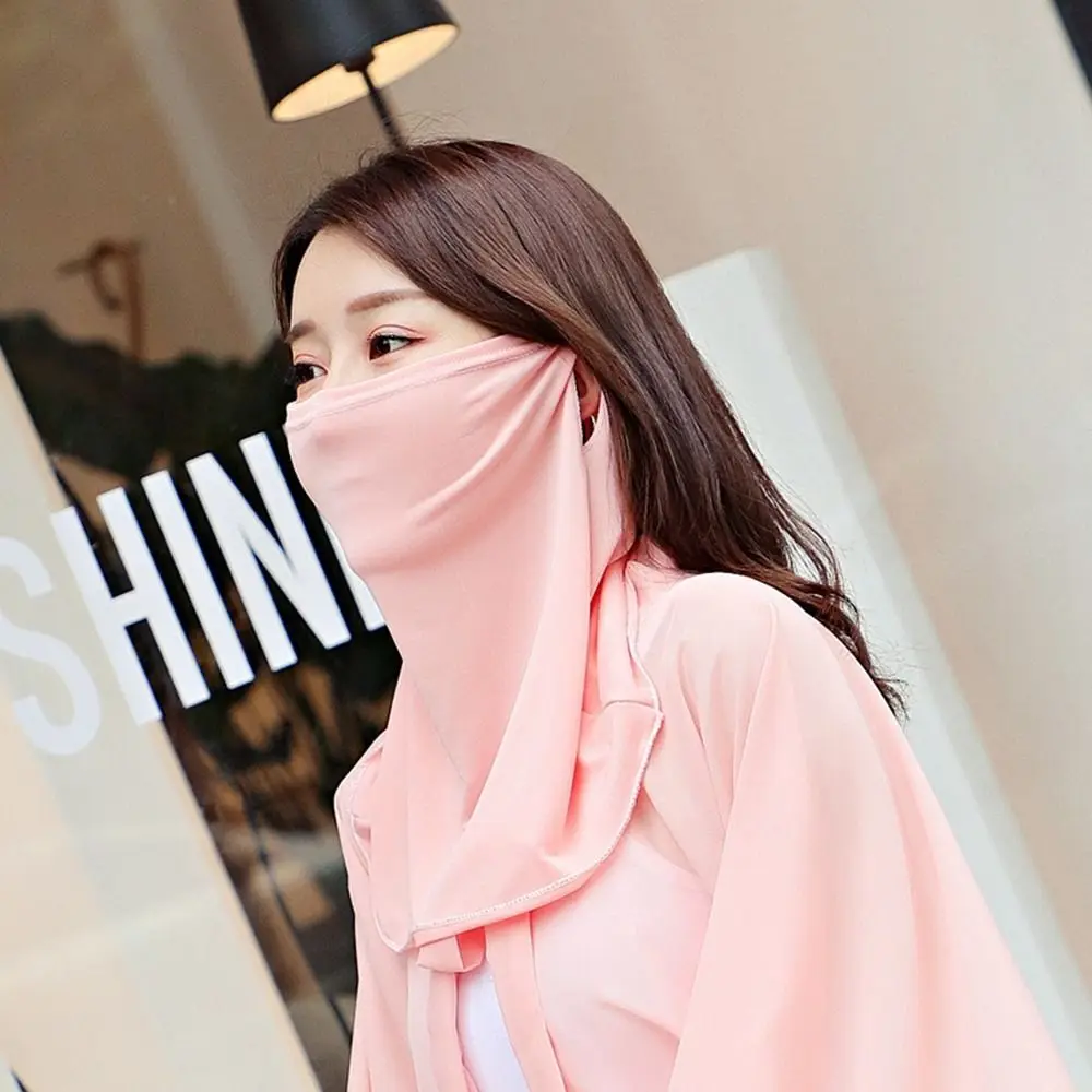 

Summer Elastic Hiking For Women Outdoor Solid Color Sun UV Protection Unisex Ice Silk Mask Face Cover Neck Scarf Face Scarves