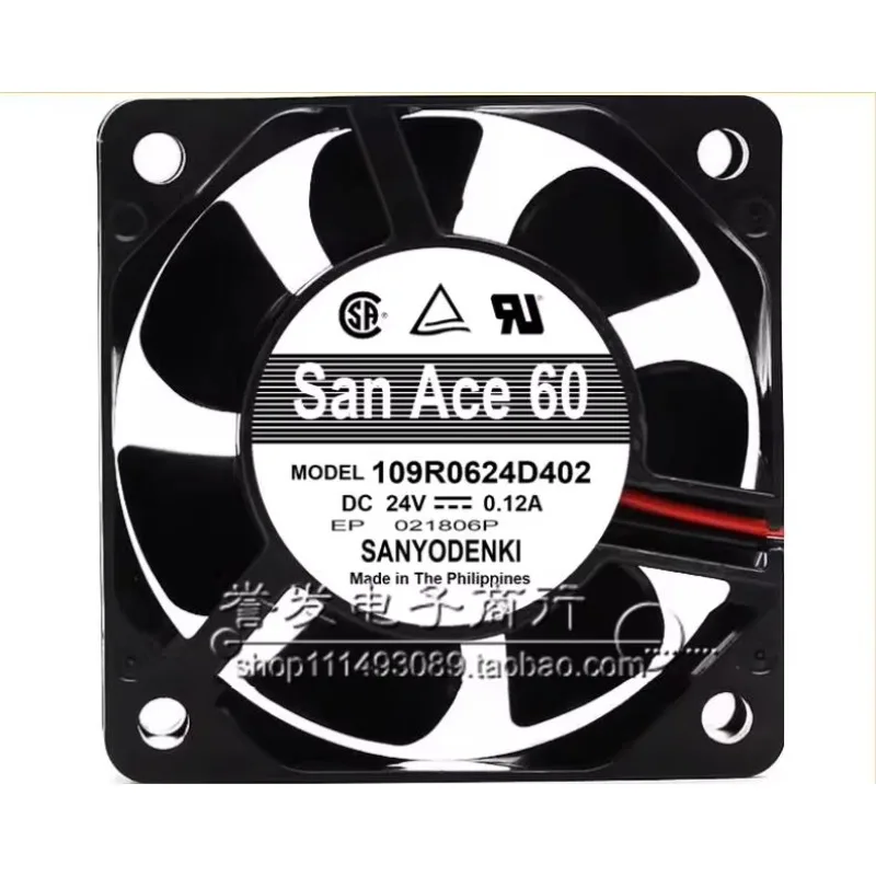 

SANYO DENKI 109R0624D402 DC 24V 0.12A 60x60x25mm 2-Wire Server Cooling Fan