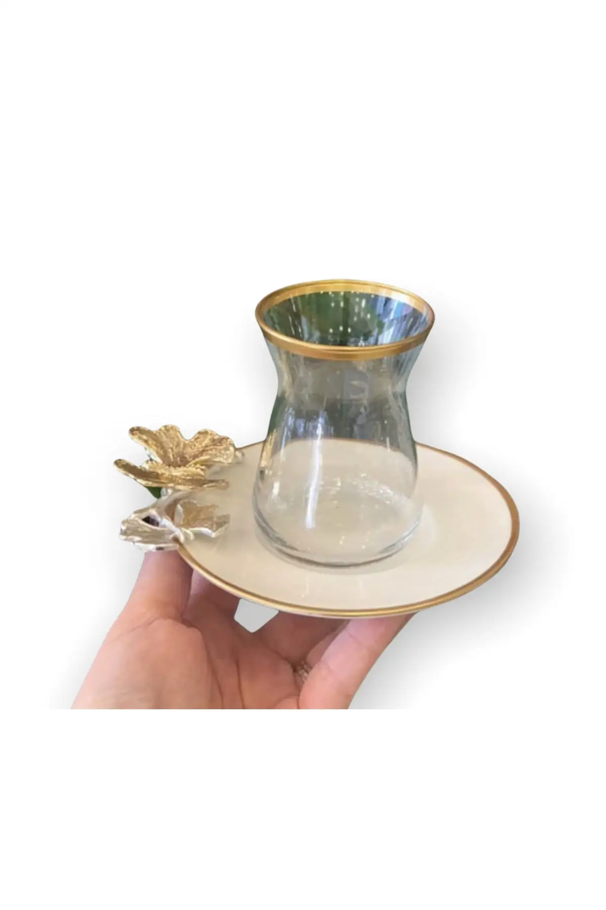 DOLBOVI Kelebekli Tea Cup Pad English Tea Glass Cup