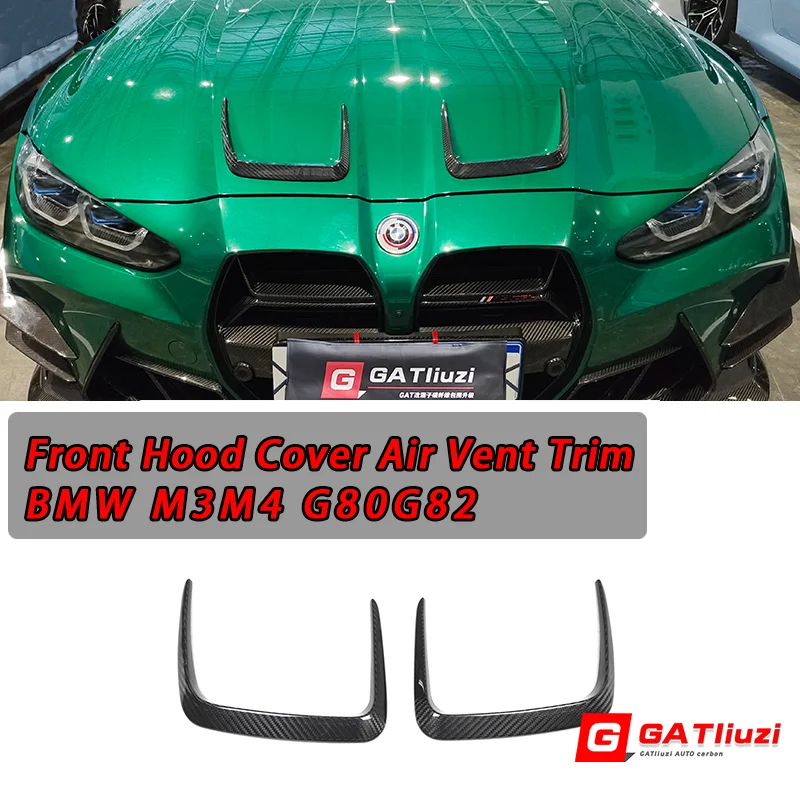

Для BMW M3 G80 M4 G82 G83 2021+ Карбоновая накладка на воздухозаборник капота, рамка вентиляционного отверстия, сплиттер воздухозаборника двигателя, 2 шт.