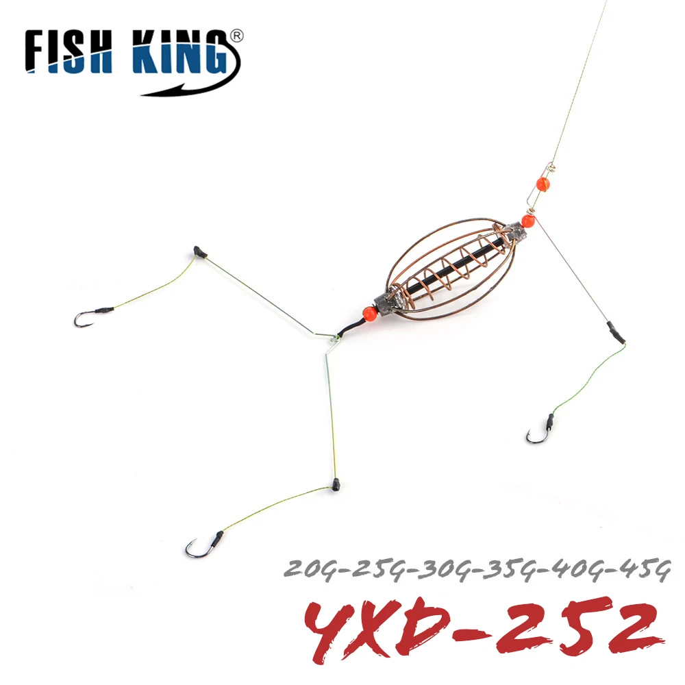 FISH KING Sinker Fishing Feeder Bait Thrower 20g/25g/30g/35g/40g Fishing Spring Feeder With Hooks for Carp Fishing Accessories