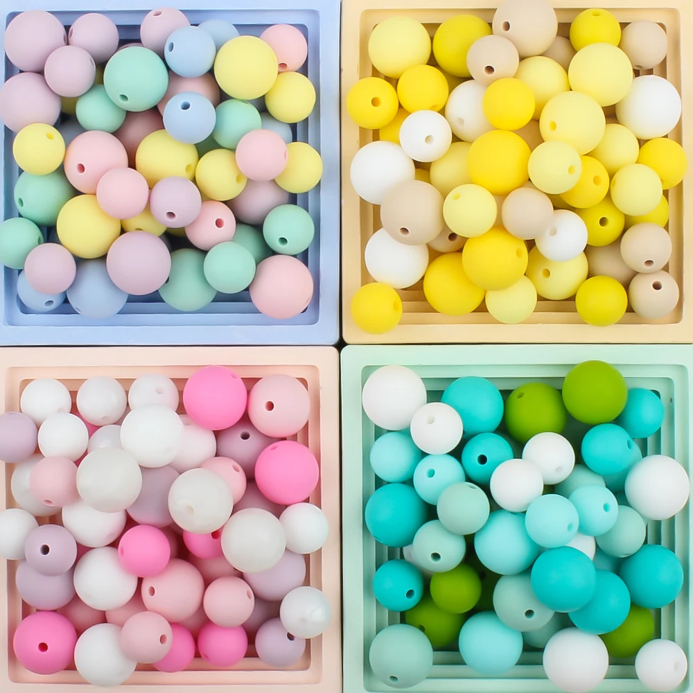 

800pcs 15mm Silicone Round Beads Baby Teething Beads Teether BPA Free DIY Pacifier Chain Jewelry Making Newborn Chewable Toys