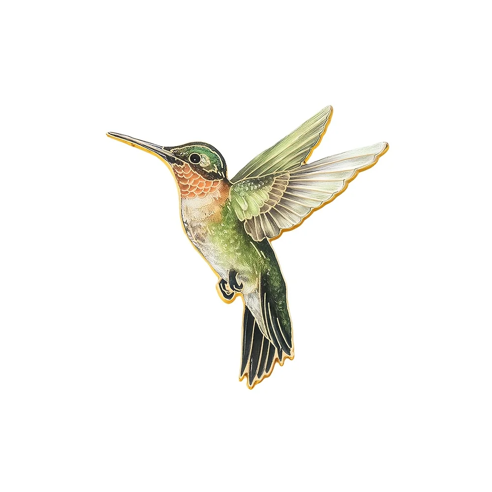 1 Stück grüne Kolibri-Emaille-Brosche | Modische Dekorative Anstecknadel, Lässiger Stil, Zinklegierung-Material, Kawaii-Pin, Emaille-Pin – Detail 3