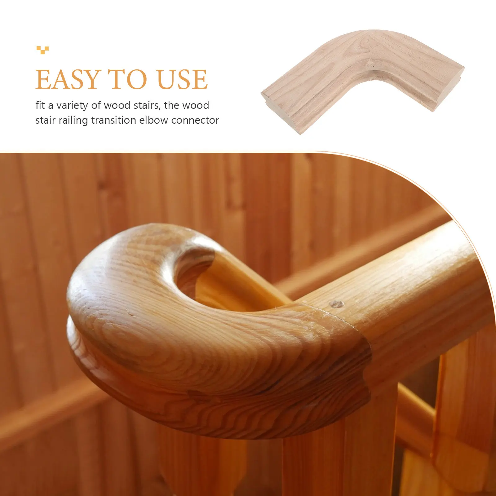 Wooden Stair Handrail Elbow Solid Wood Curved Corner Connector Stair Handrail Transition for Residential Stairs