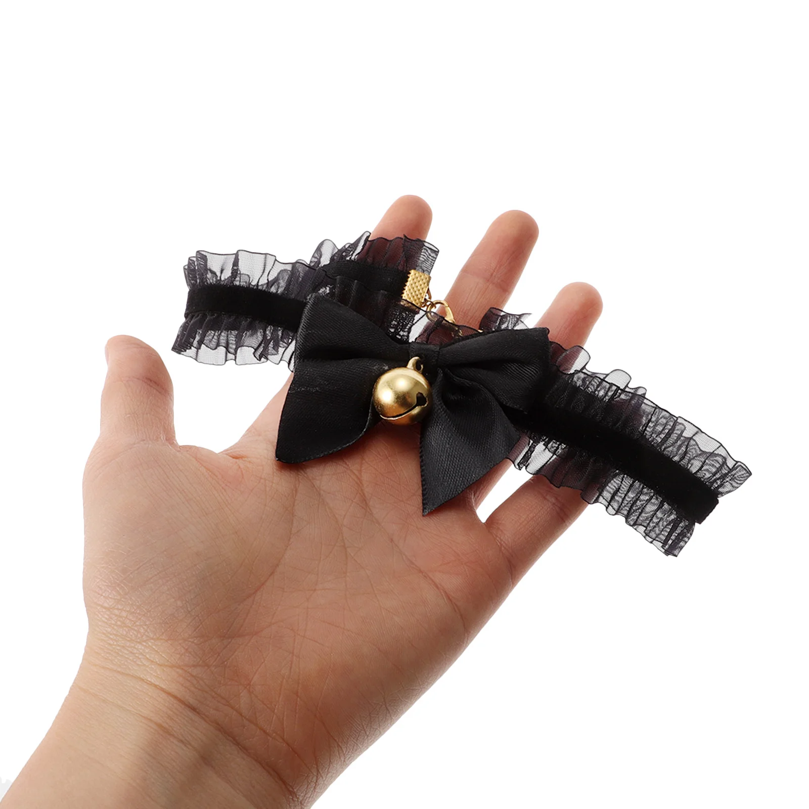

Elegant Bowknot Lace Choker Neck Accessory Retro Bell Lolita Style Cosplay Necklace Bell Choker for Women Choke Collar for Women