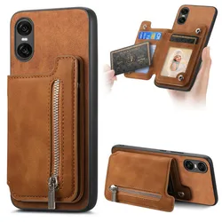 Zipper Wallet Case For Sony Xperia 10 VI 2024 2In1 Detachable Leather Card Back Cover For Xperia 1 VI 5 V 1V 10 V 10VI Funda