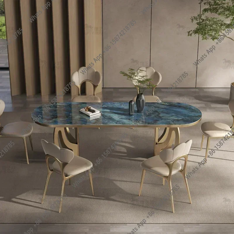 N67 X Luxury Kitcjen Dining Table Set 6 People Desk Legs Metal Marble Dining Table Coffee Multifunctional Mesa Comedor Home Furn