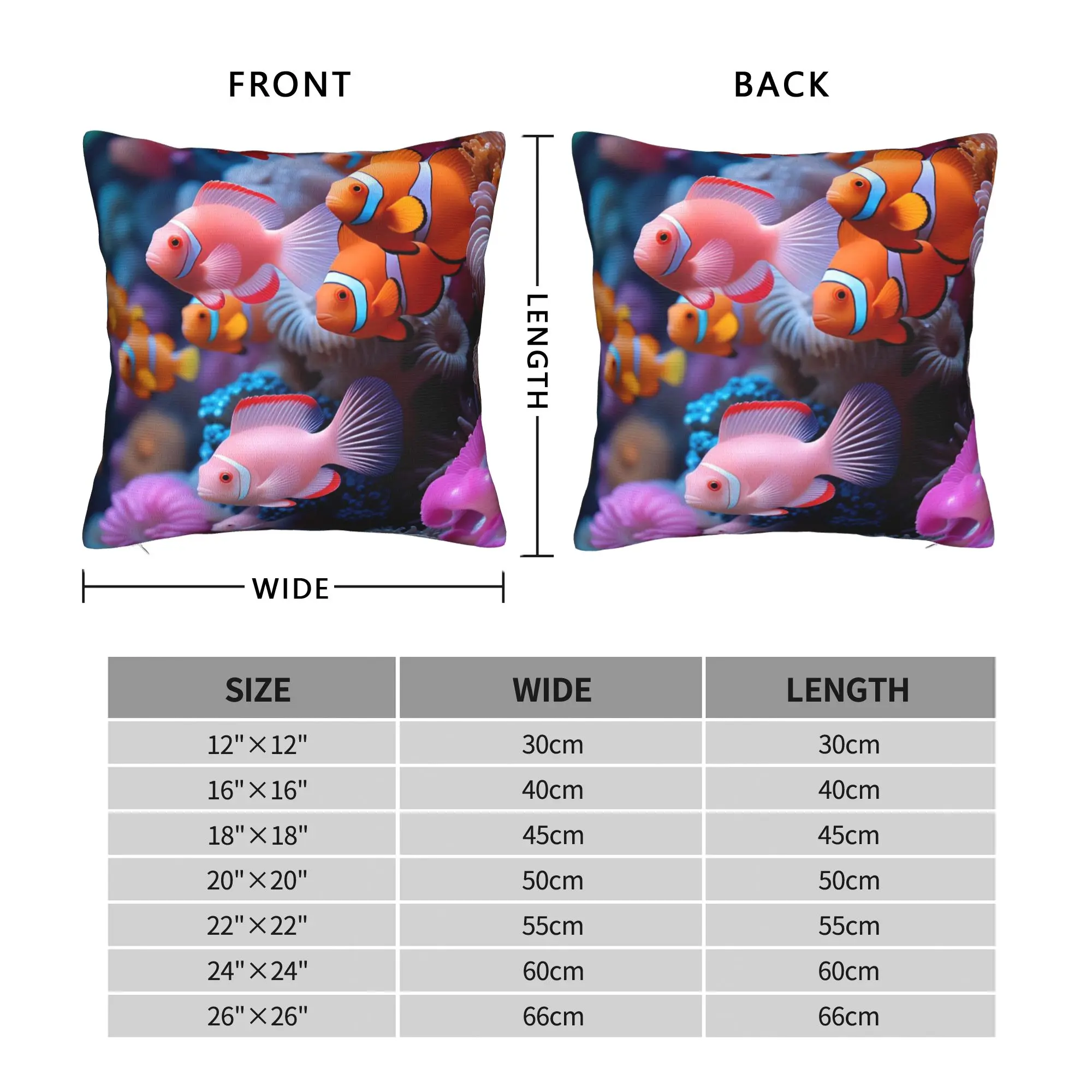 Pillow Cover Beautiful Underwater World Colorful Fish  Cute Funny Pillow Case For Sofa Home Decoration Pillowcases