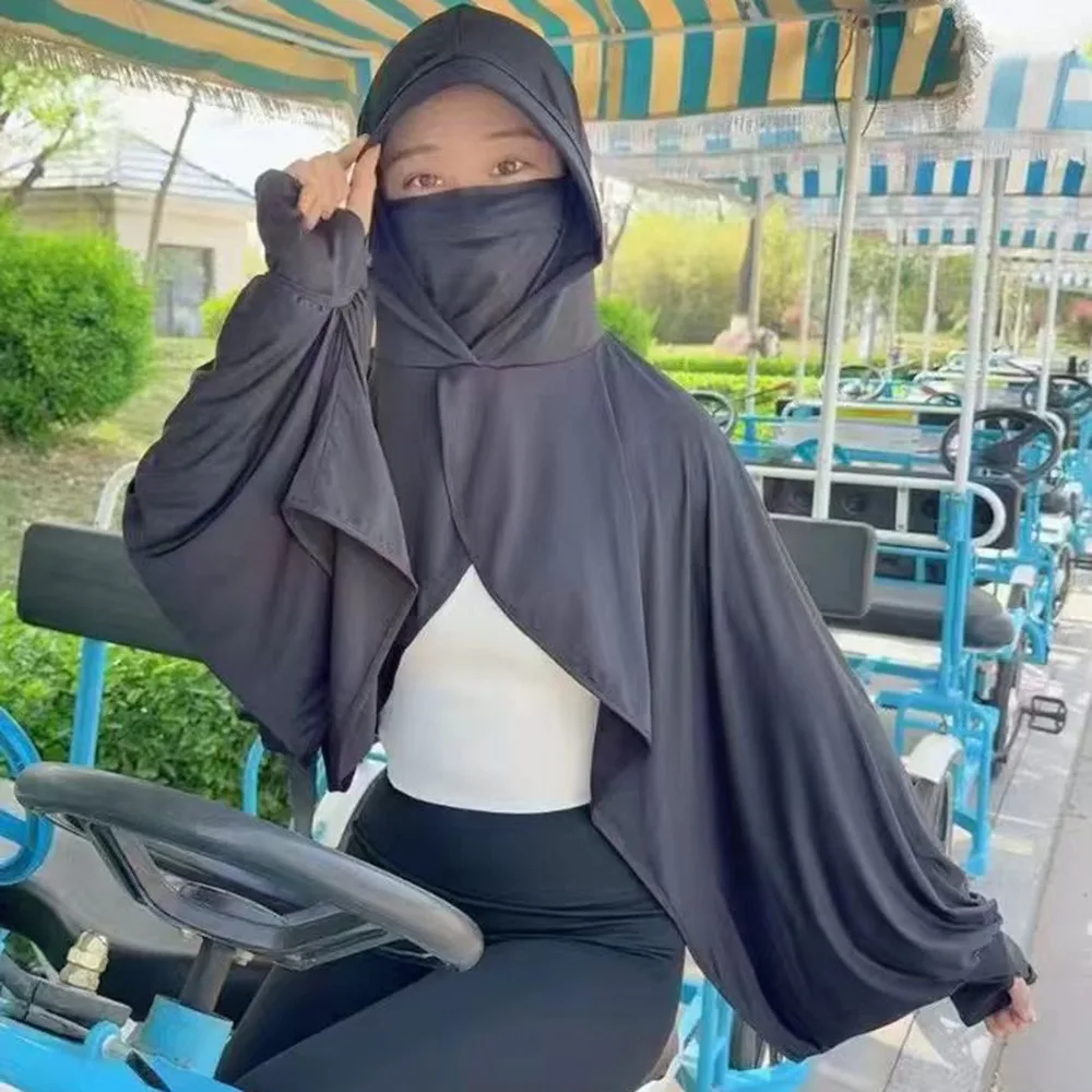

Ice Silk Sunscreen Shawl Anti-UV Quick Drying Sunscreen Hoodie Breathable Long Sleeve Cycling Sunshade Clothing for Women