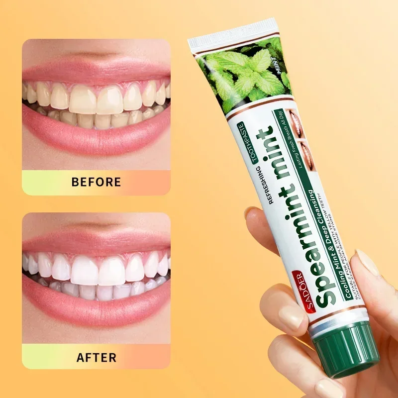 

SdatterRefreshing Spearmint Bamboo Charcoal Antibacterial Toothpaste Clean Yellow Teeth Stains Tartar Oral Care Mint Fresh white