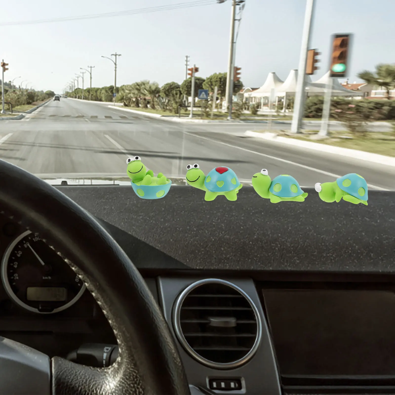 

4Pcs Small Cute Turtle Car Dashboard Decorations Mini Turtle Accessories Cartoon Car Interior Decor Dashboard Ornaments