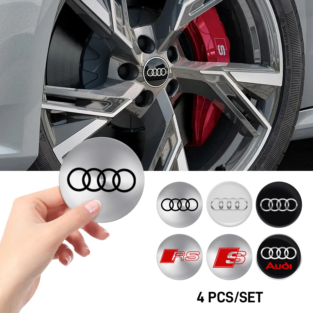 4pcs 56/60/65mm Car Sticker Hub Cap Wheel Center Cover Logo Emblem Decoration Decal Auto Accessories for AUDI A3 A4 A5 A1 8P 8V