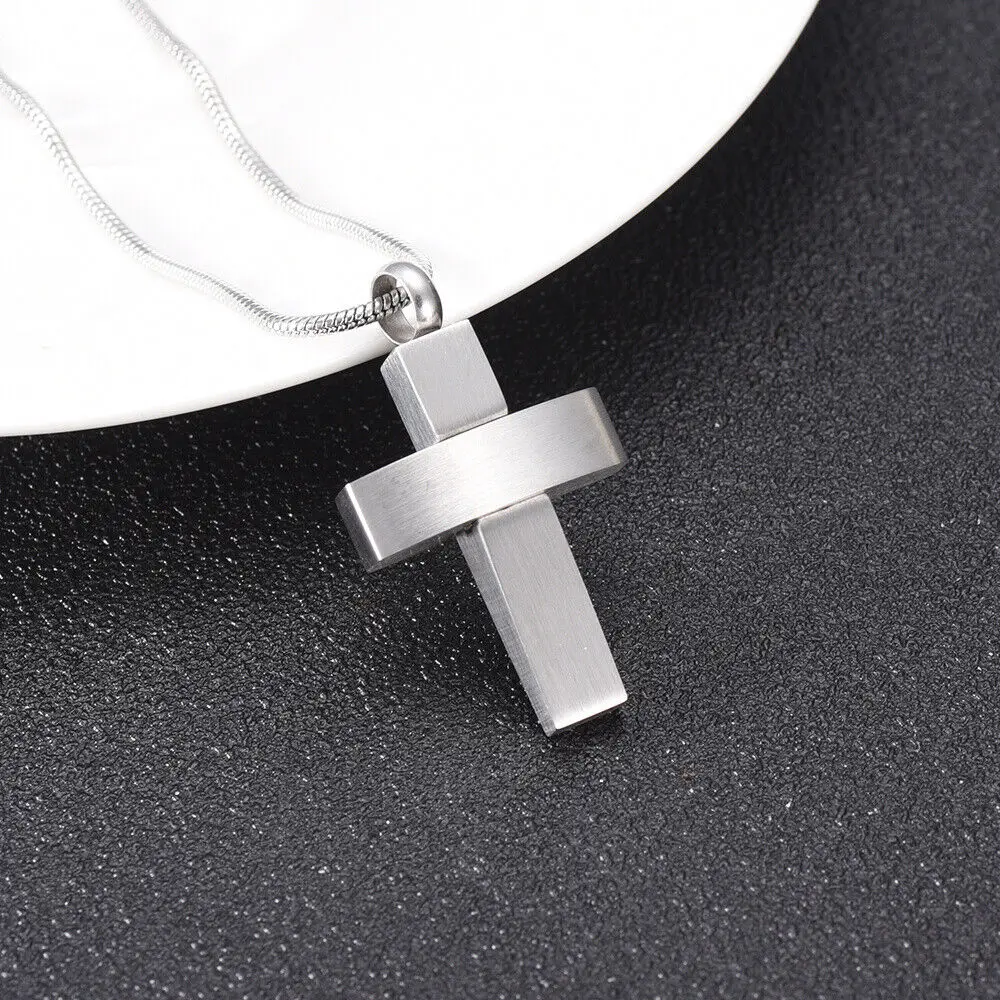 Cross Urn Necklace,Silver Ashes Cremation Locket,Cremation Jewelry Keepsake,Pendant Memorial