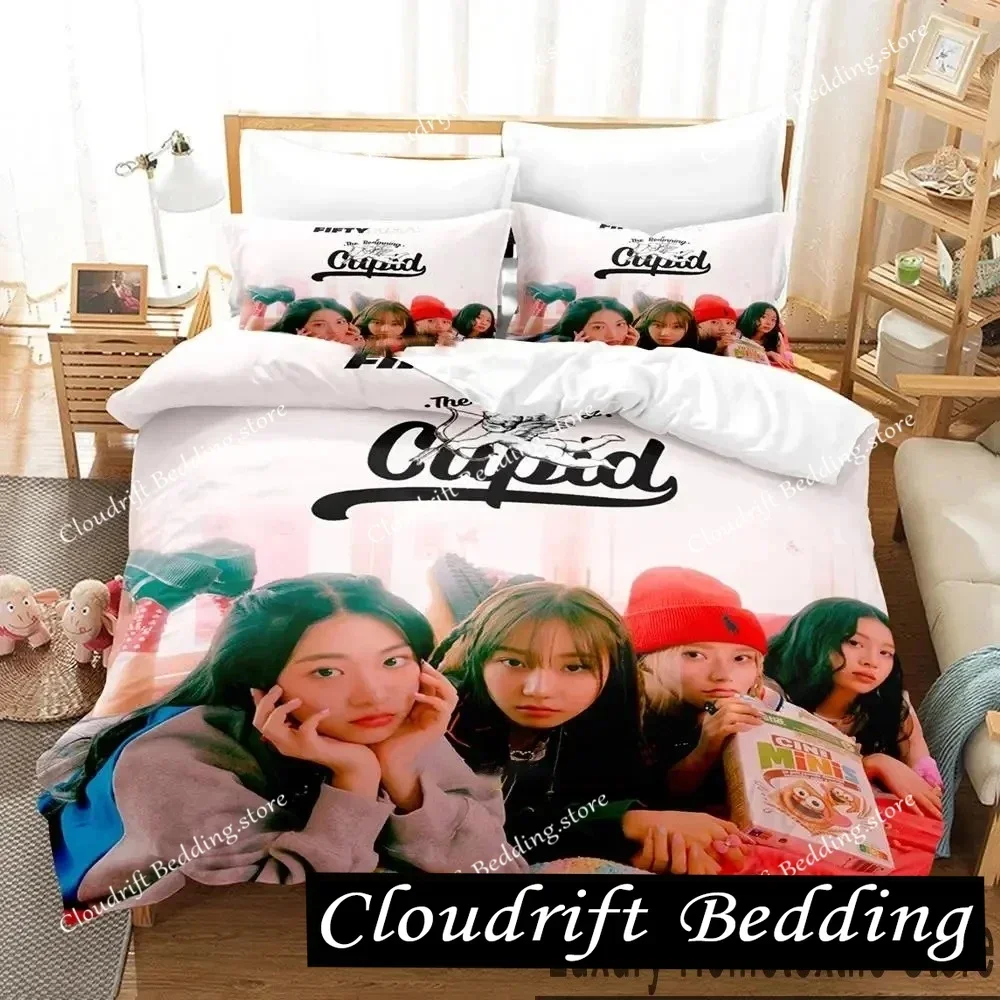 KPOP F-FIFTY F-FIFTY Merch Cupid Album Bedding Set Boys Girls Twin Queen King Size Duvet Cover Pillowcase Bed boys Adult026