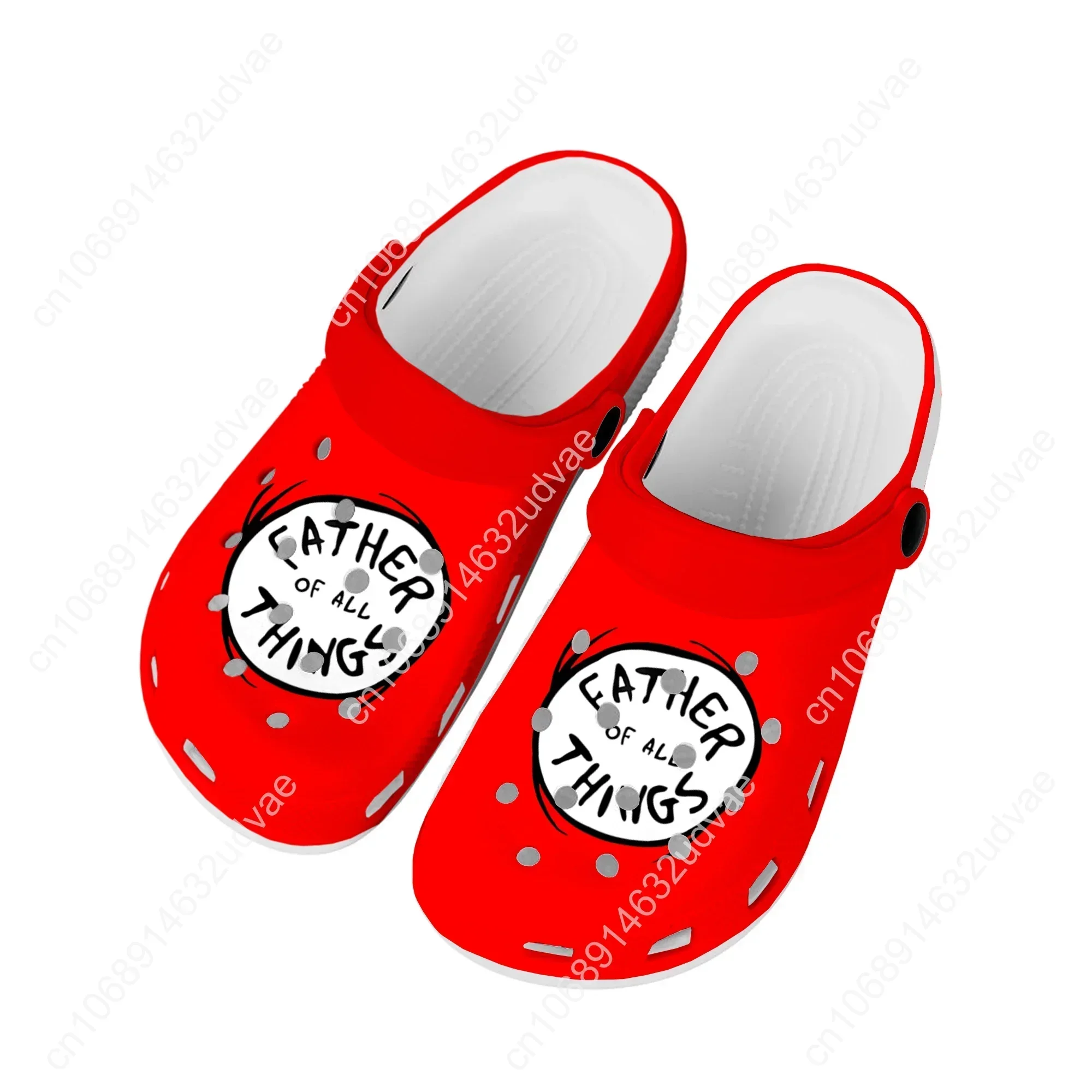 Zapatillas de agua personalizadas para hombre y mujer, zuecos de Dr Seuss, calzado de jardín y playa con agujeros, color rojo, Thing 1 y 2